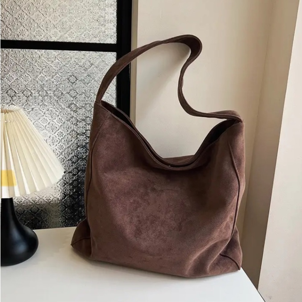 Elegant Brown Suede Shoulder Bag (influencers trend)